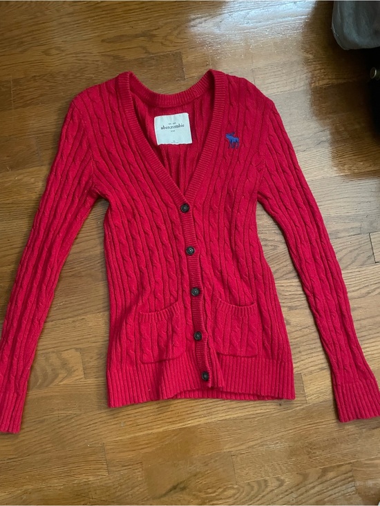 Abercrombie & Fitch Sweaters - Vintage Abercrombie Red Cable-Knit Button Cardigan